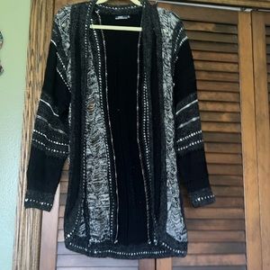 Silver black, grey and white destruction detail cardigan